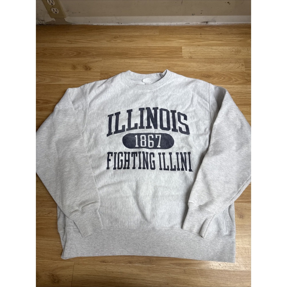 vintage champion reverse weave Illinois Fighting illini crewneck Sweatshirt Sz L